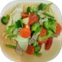 Mixed vegetables on a white plate.