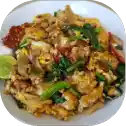 Stir-fried dish with vegetables and spices.